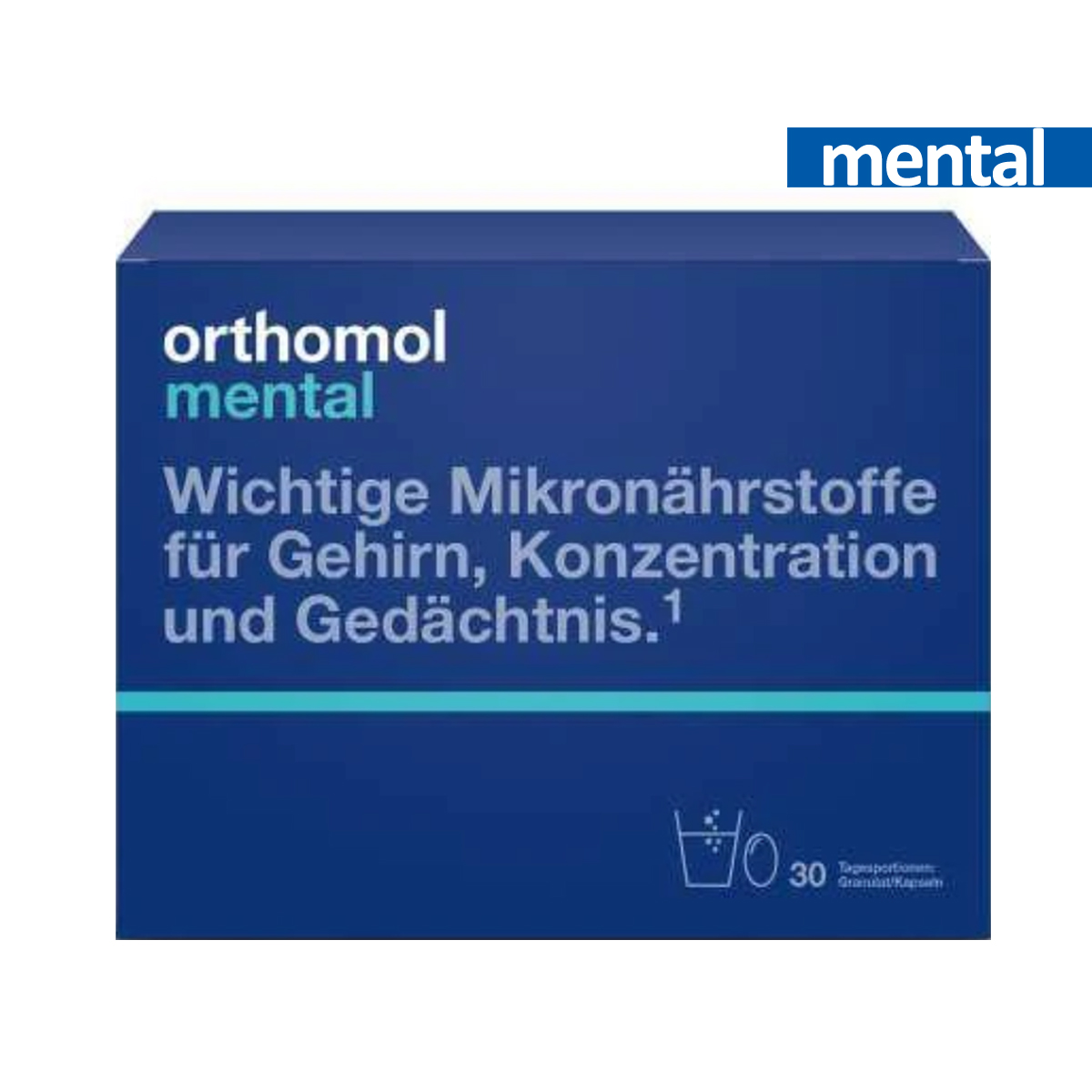 Orthomol 德國奧適寶 Mental （EXP 2028年） 腦部增強綜合營養素 30天用量（每天1包粉劑+3粒膠囊） Orthomol Mental (brain, concentration, memory) 30-day-supply (1 Powder+3 capsules per day)